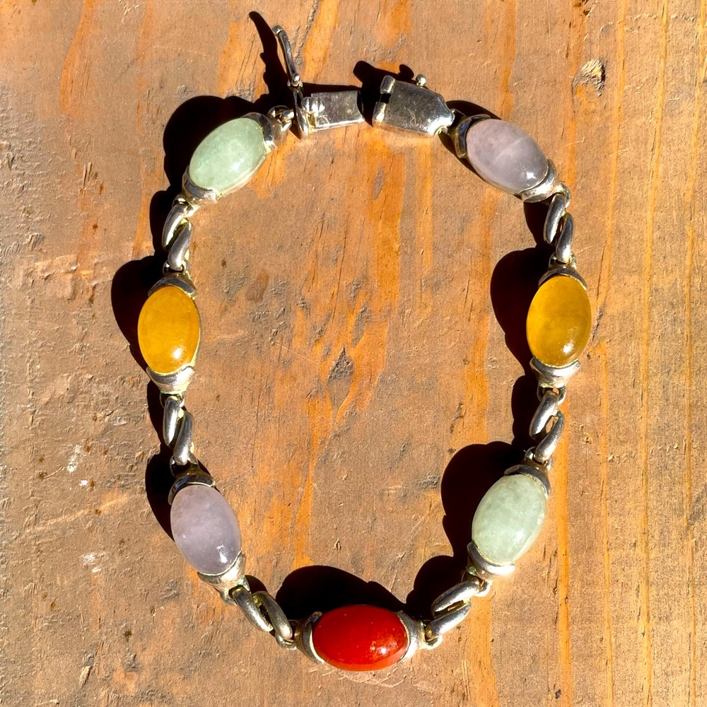 Vintage Silver & Jade Bracelet